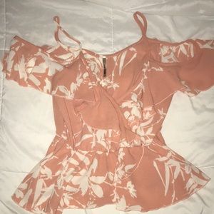 Salmon pink peplum blouse